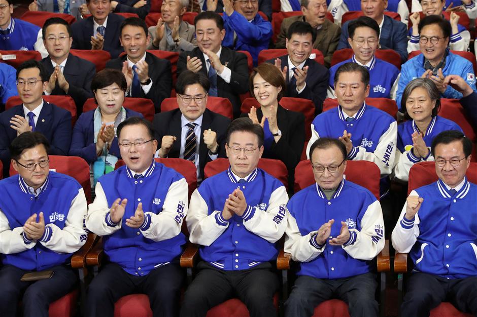 s. korea's opposition party overwhelmingly leads exit polls in parliamentary elections