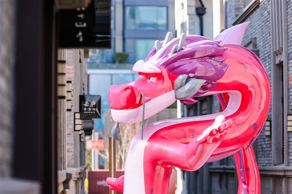 there be dragons: explore dragon symbols, installations in jing'an