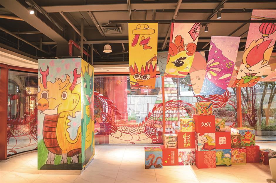 there be dragons: explore dragon symbols, installations in jing'an